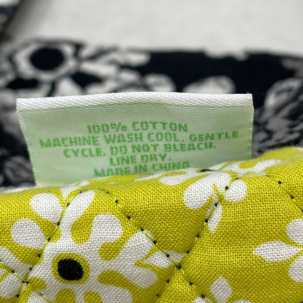 Vera Bradley Tote Baroque Shoulder Bag Black Gray Yellow White Print Medium - Picture 9 of 10